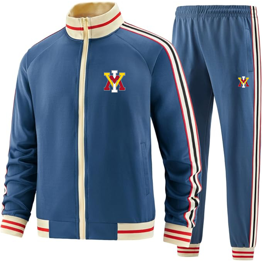 Men's VMI Keydets Tracksuit with Bold Striped Accents and Zippered Front